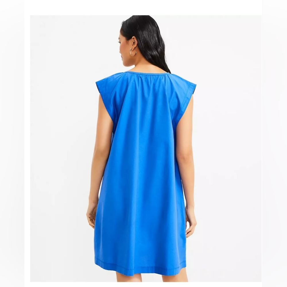 LOFT | Women's Flutter Sleeve Split Neck Swing Dress Size Medium - Picture 3 of 3